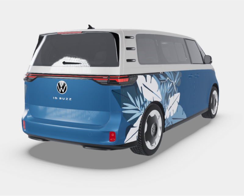 VW ID. Buzz con funda de vinilo personalizada.