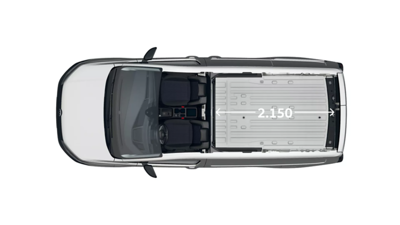 Caddy Cargo Maxi eHybrid wymiary widok z góry.