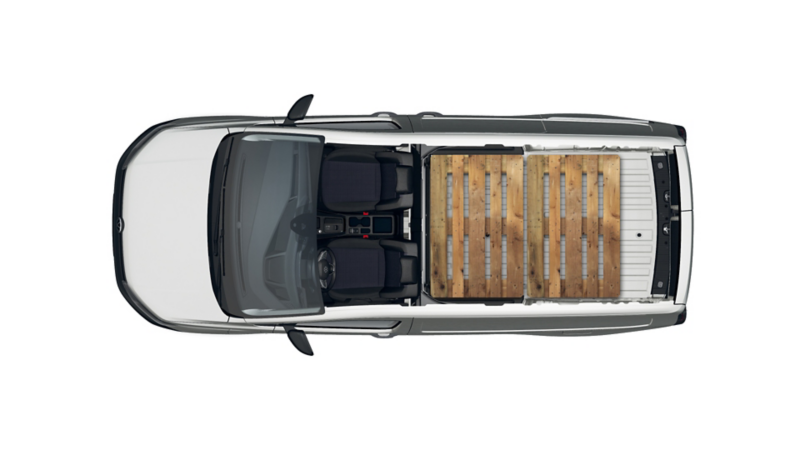 VW Caddy Cargo Maxi med två EU pallar