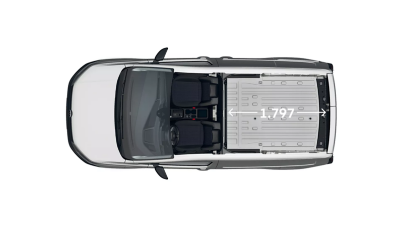 Caddy Cargo eHybrid wymiary widok z góry.