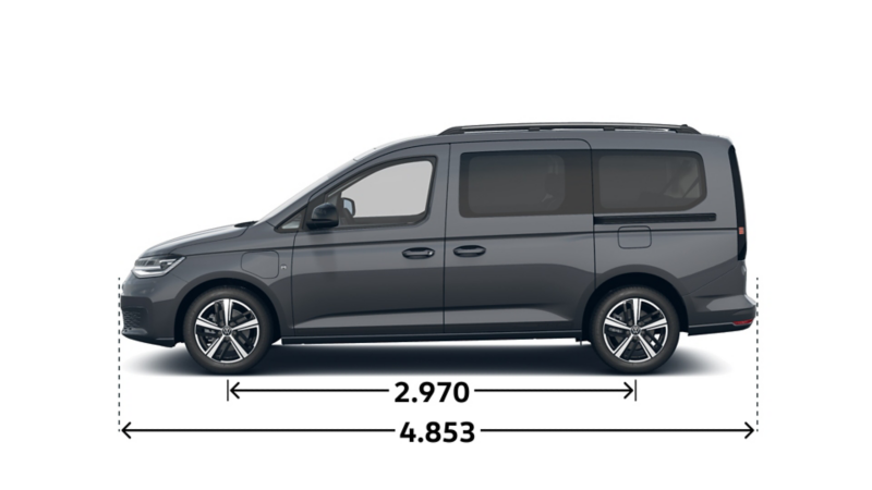 Caddy Dark Label Maxi eHybrid von der Seite.