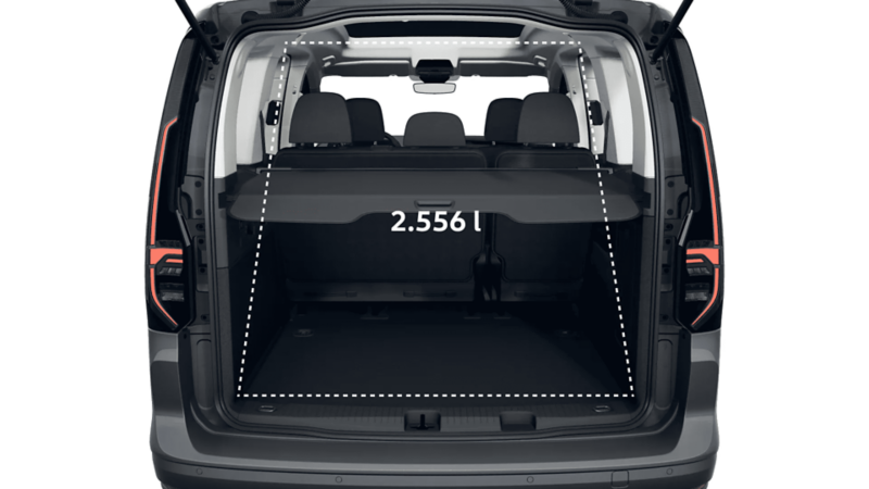VW Caddy Dark Label eHybrid widok z tyłu.