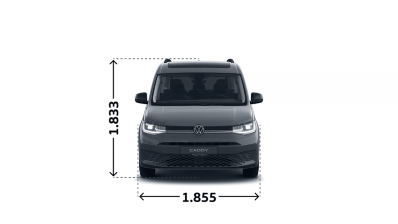 VW Caddy Dark Label eHybrid widok z przodu.