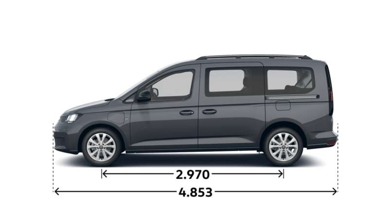 Caddy Life Maxi eHybrid von der Seite.
