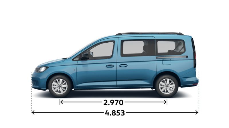 Mått VW Caddy Maxi Life från sidan.