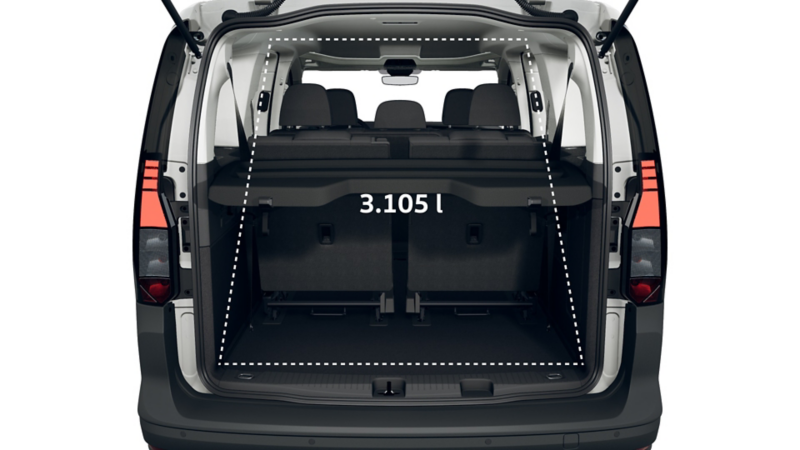 Caddy Maxi eHybrid von hinten.