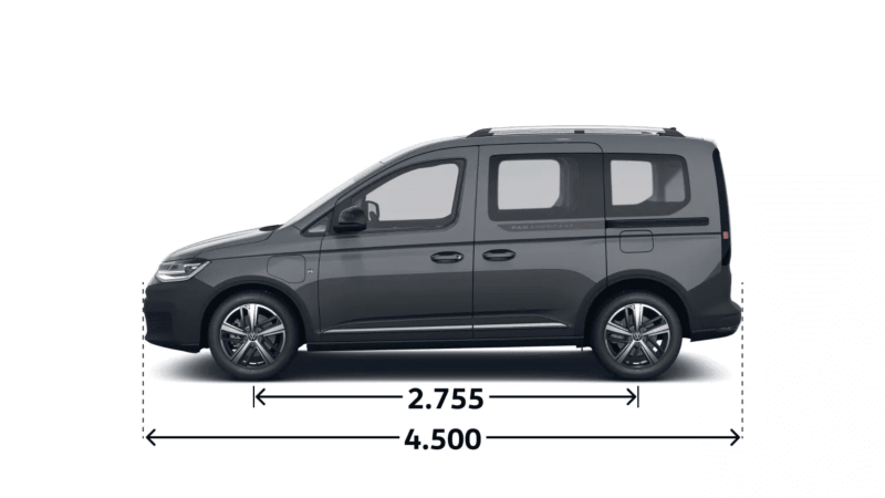 VW Caddy PanAmericana eHybrid widok z boku.