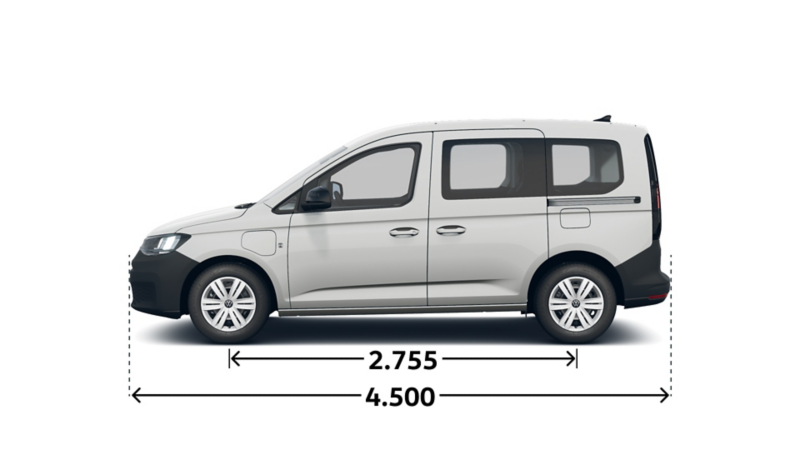 Der Caddy eHybrid von der Seite.