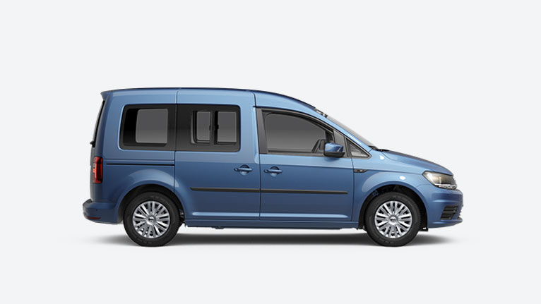 VW Caddy 4 bleu de profil