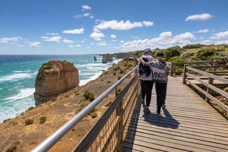 Walking path by ocean