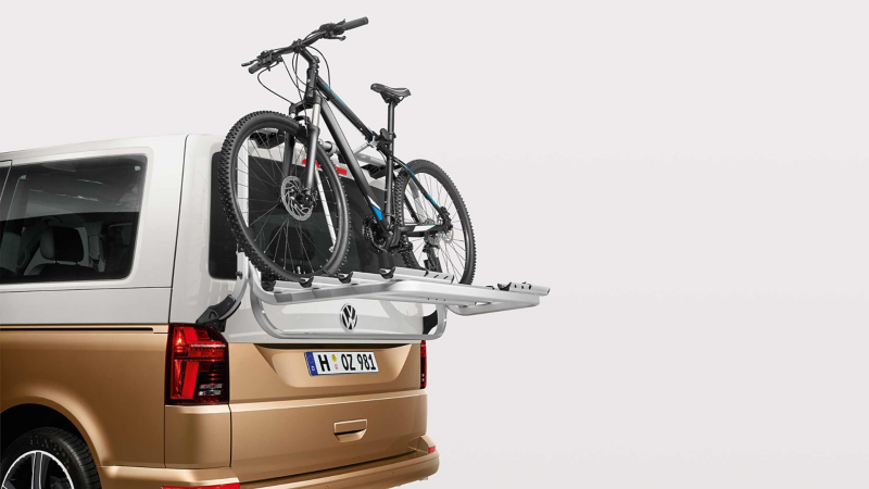 Tailgare bicycle rack with mountain bike attached to carvelle van