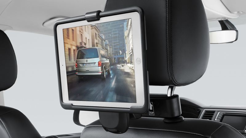 Tablet along with holder inside Volkswagen Caravelle Van