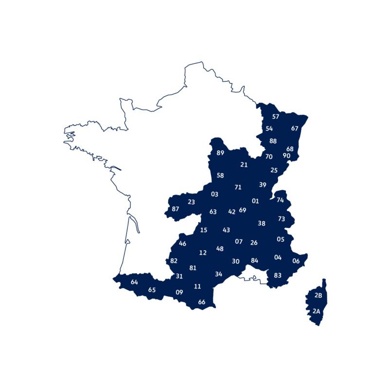 Carte de France des départements concernés par l'application de la Loi Montagne