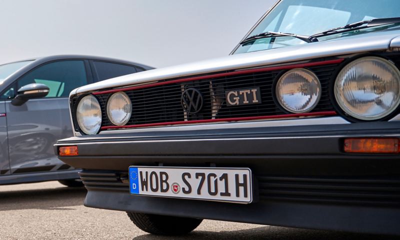 Close-up VW Golf GTI classic car.