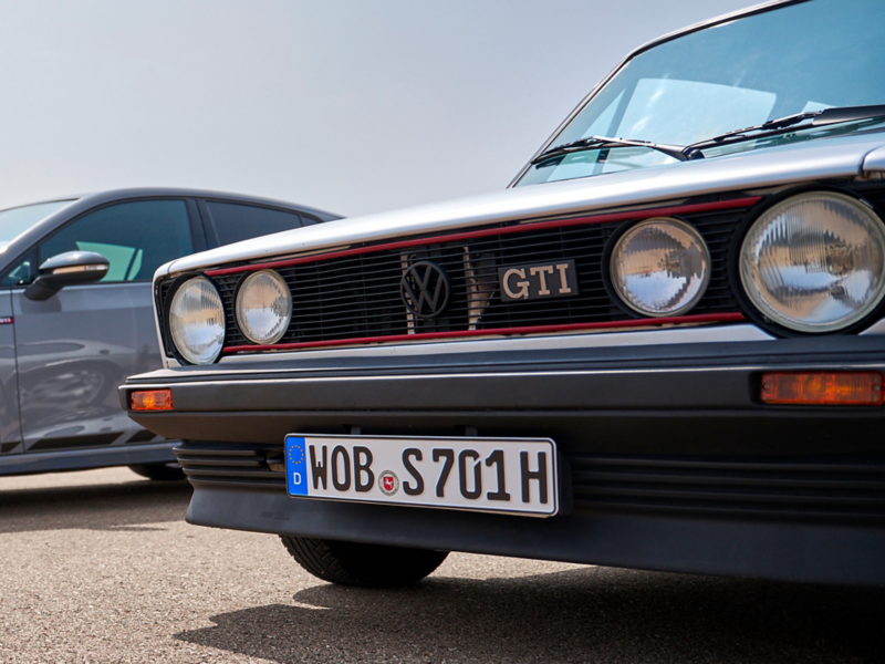 Close-up VW Golf GTI classic car.