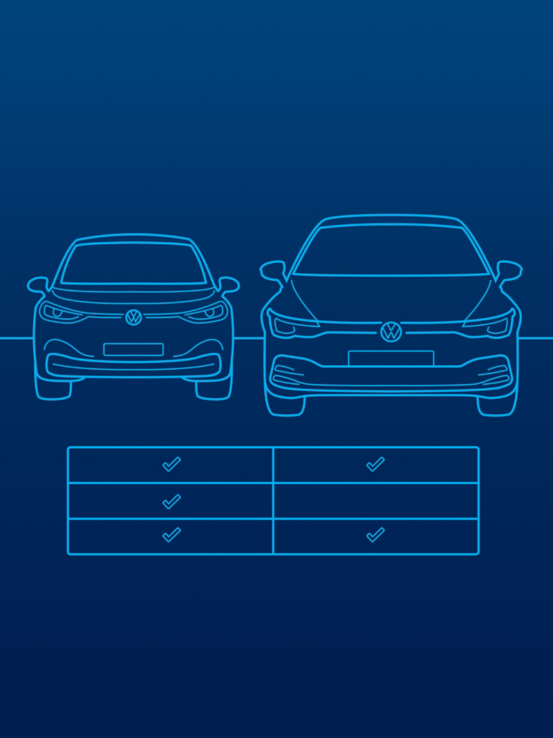 Illustration d’une Volkswagen comparée à un autre véhicule