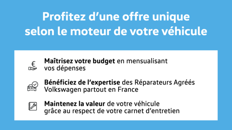 Récapitulatif des avantages du contrat d'entretien Volkswwagen