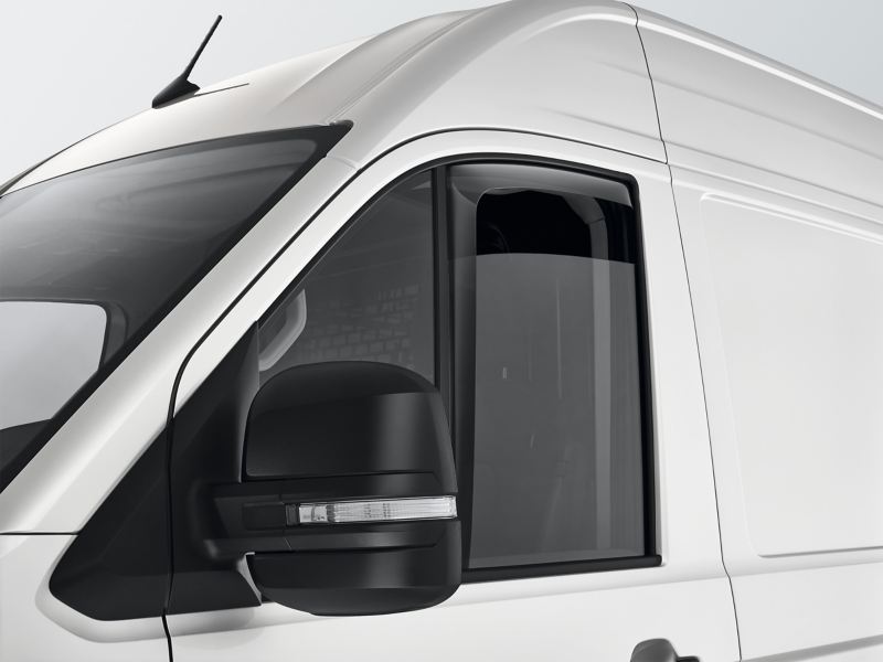 Close up on the Volkswagen Crafter Van with Slimline Weather Shields