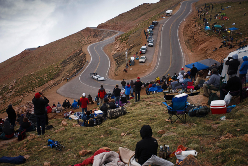 Spectators at the edge of the track