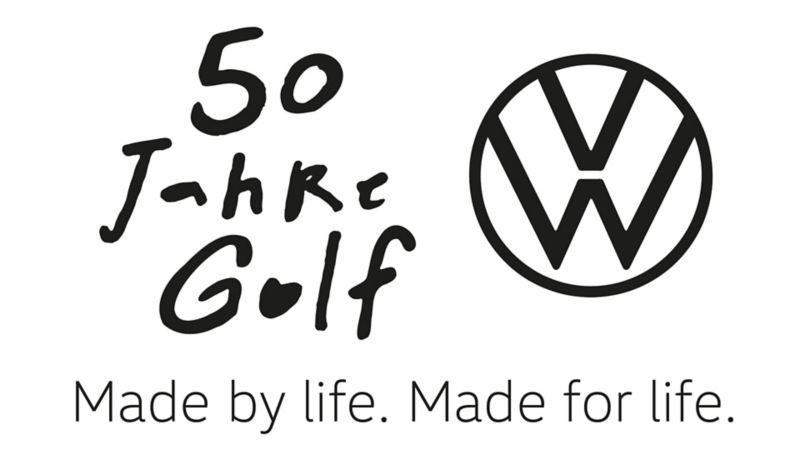 Golf 50 Jahre Logo mit rotem Herz