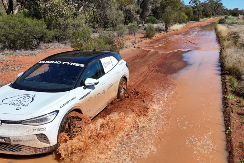 ID.4 driving through muddy water