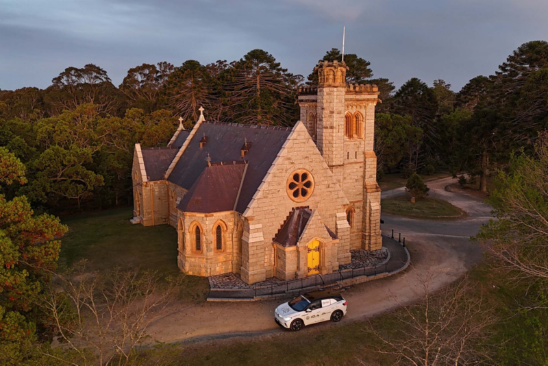 ID.4 parked in front of a church