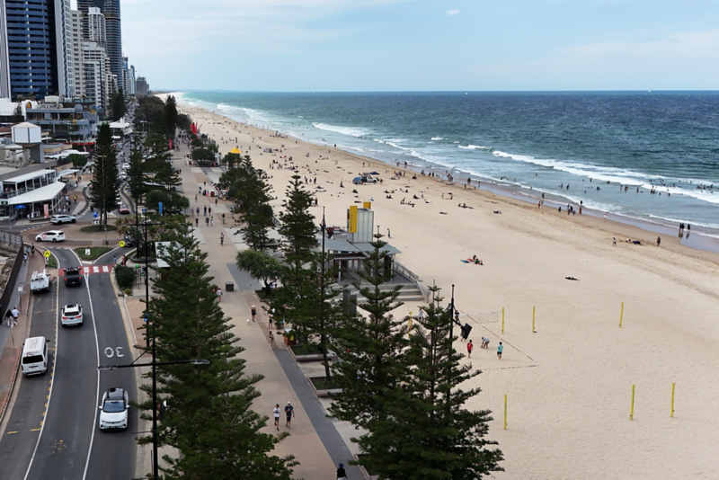 Drone view of beach town on east coast