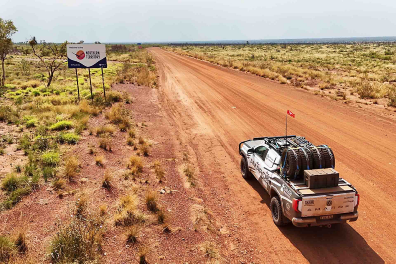 Amarok driving through red desert
