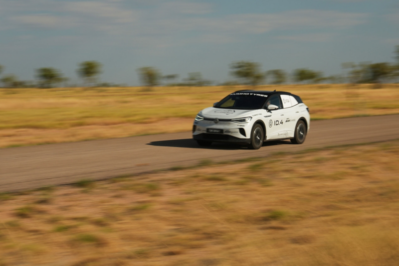 ID.4 driving through desert