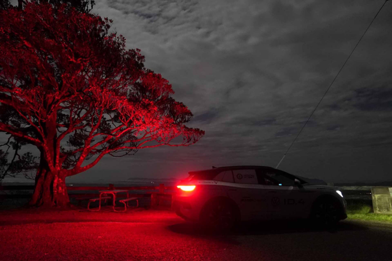 Image of ID.4 at night with lights on