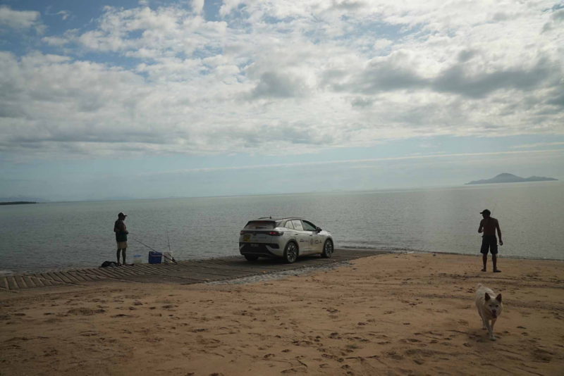 ID.4 parked at the shore facing out to sea