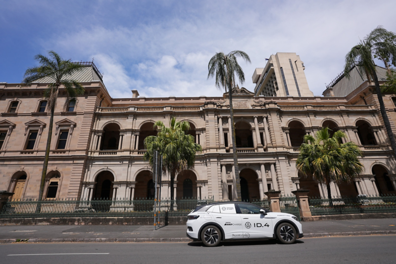 ID.4 parked by historical building