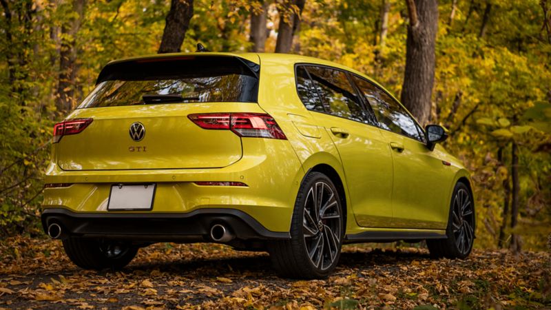 The back of a Pomelo yellow 2024 Golf GTI