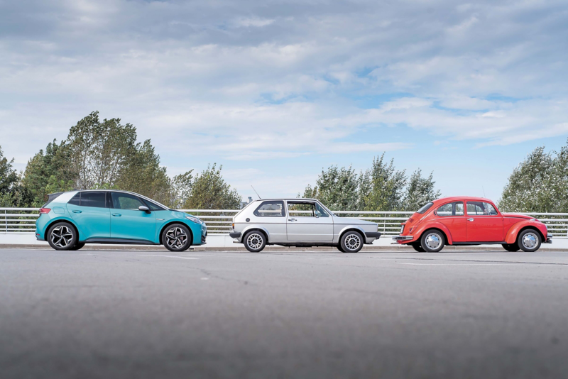 VW Garbus 1302S vs VW Golf I vs ID3