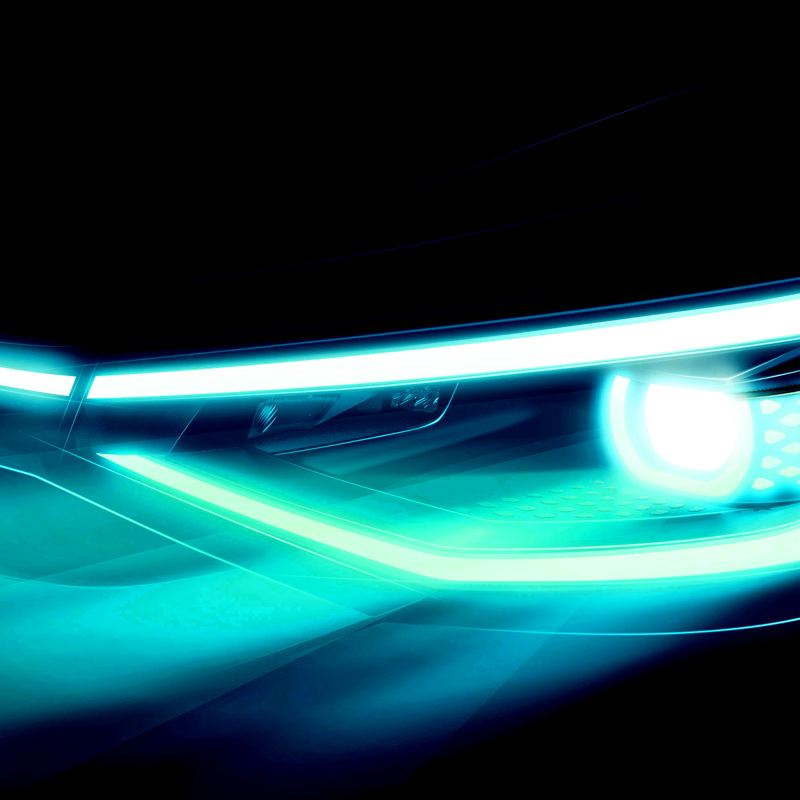 Image shows a close-up of the 2021 Volkswagen ID.4 headlight.