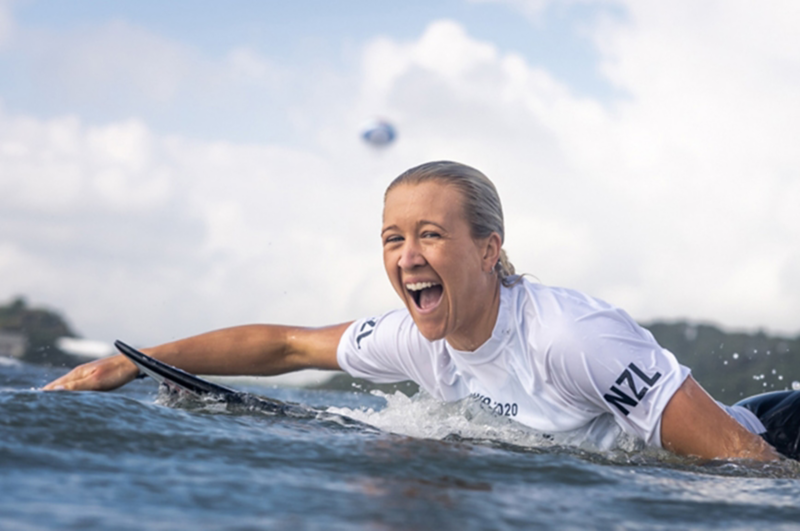 Ella Williams surfing