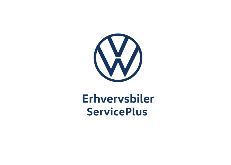VW logo med teksten "Erhvervsbiler ServicePlus" nedenunder