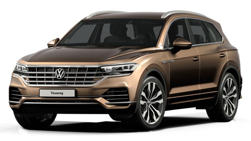 The VW Touareg in communication colour brown 3D render three-quarter view