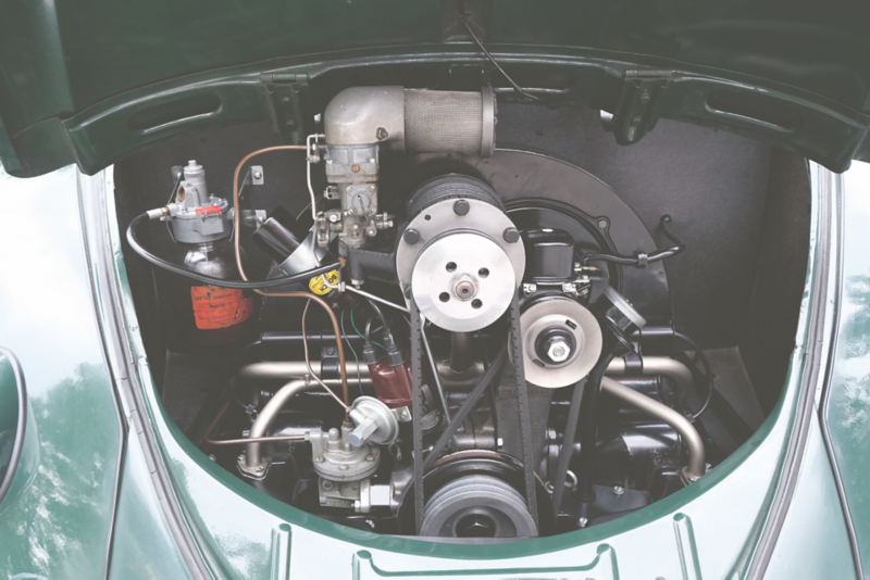 Motorrum i Volkswagen Bubblan med originalmotor
