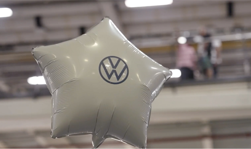 Helium balloon with VW logo.