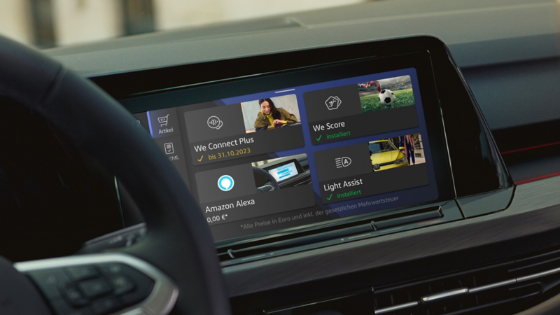 close up of an infotainment screen in a Volkswagen 