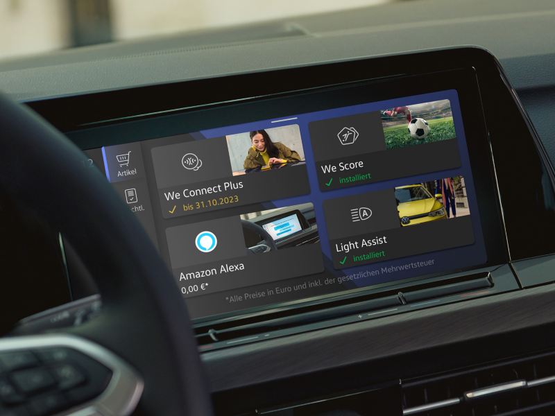 close up of an infotainment screen in a Volkswagen 