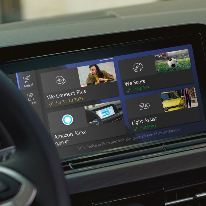 close up of an infotainment screen in a Volkswagen 