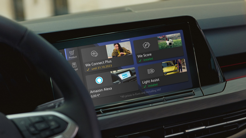 close up of an infotainment screen in a Volkswagen 