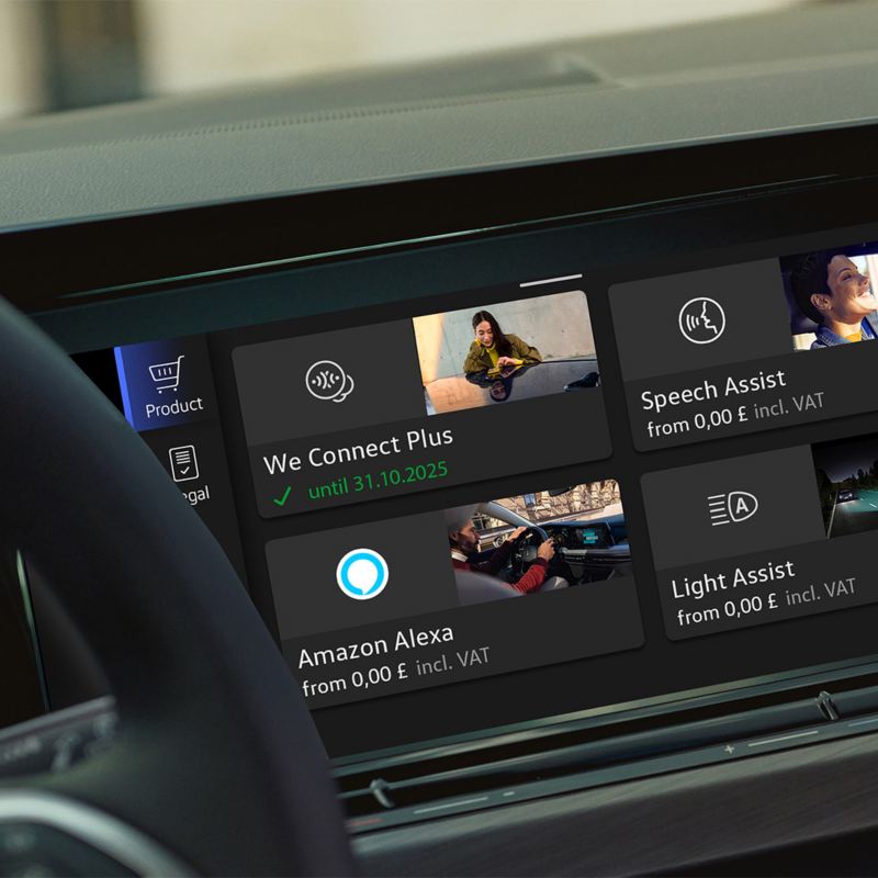 Gli Upgrade possono essere selezionati e installati sul display della tua Volkswagen abilitata per gli upgrade tramite lo shop In-Car.