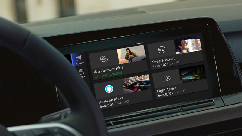 Die Upgrades lassen sich im Display Ihres upgradefähigen Volkswagen über den In-Car Shop auswählen und installieren.
