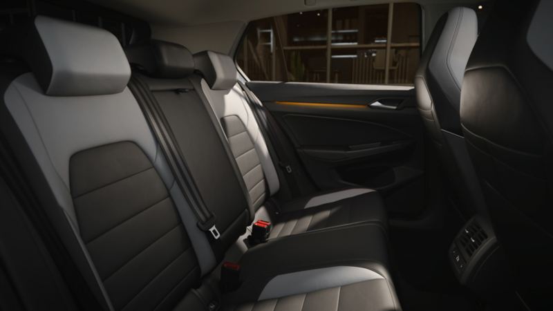 View of the rear seats in the VW Golf.
