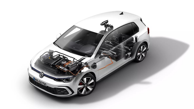 Structue d'un d'un véhicule Volkswagen à moteur hybride