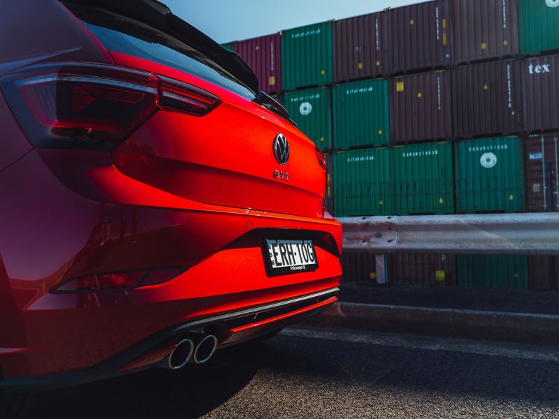 Close up on the Tail Lights of the Volkswagen Polo GTI.