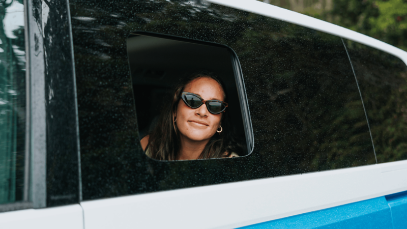 Person looking out window